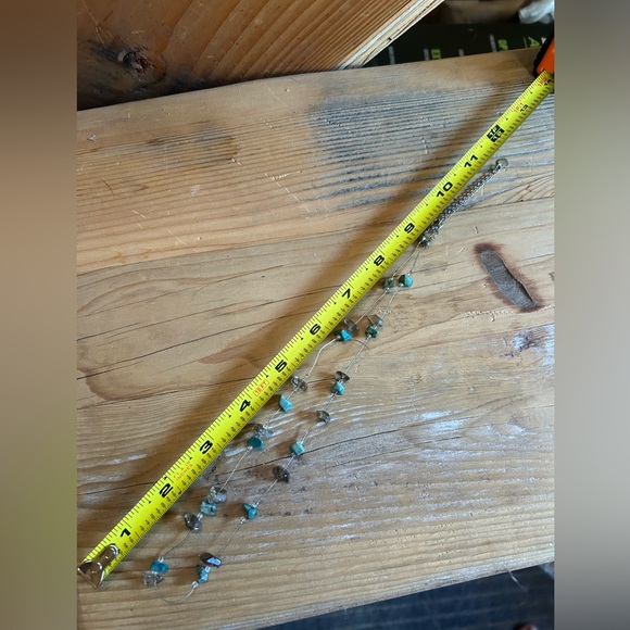 Turquoise and amethyst chip bead necklace on silver tone wire- handmade - Picture 9 of 9